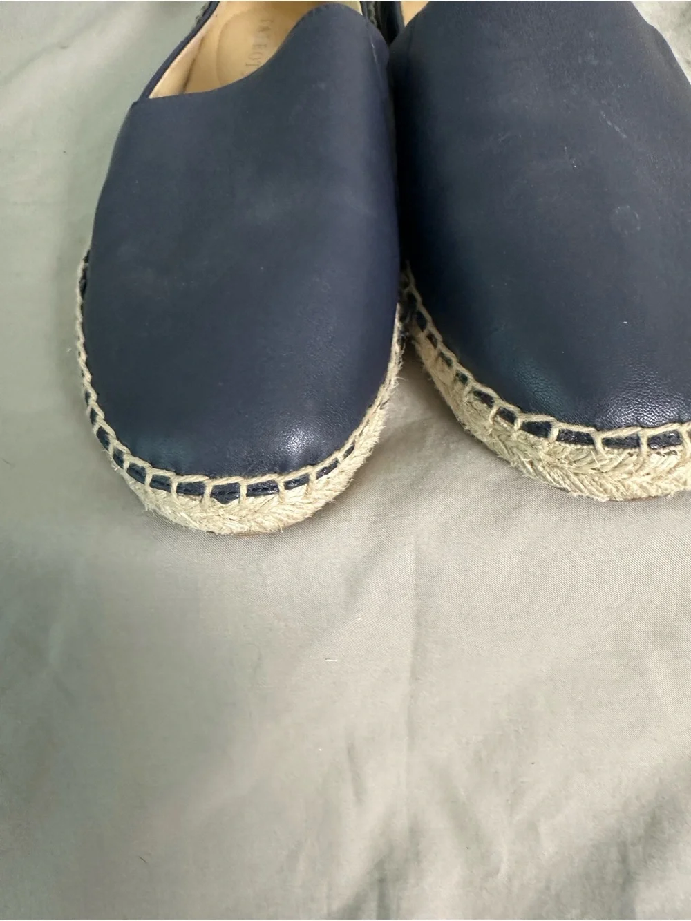 Talbots Navy Leather Espadrille Slip On Flats 8.5M